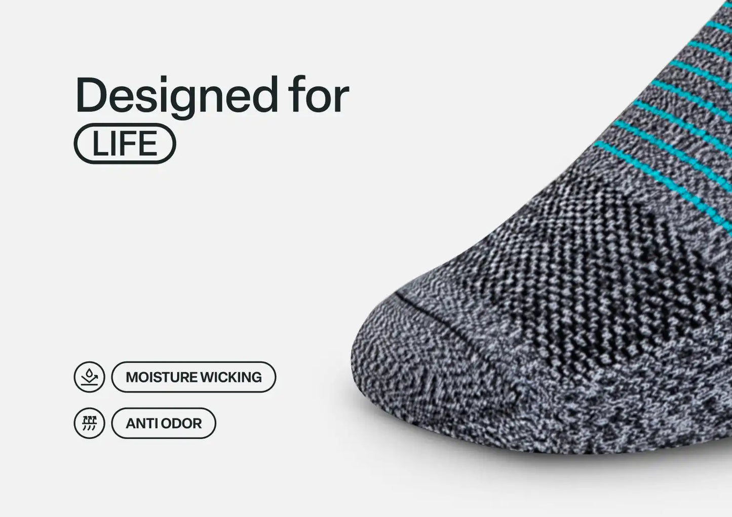 Compression Ankle Socks 15-20 mmHg - Gray/Teal Stripe