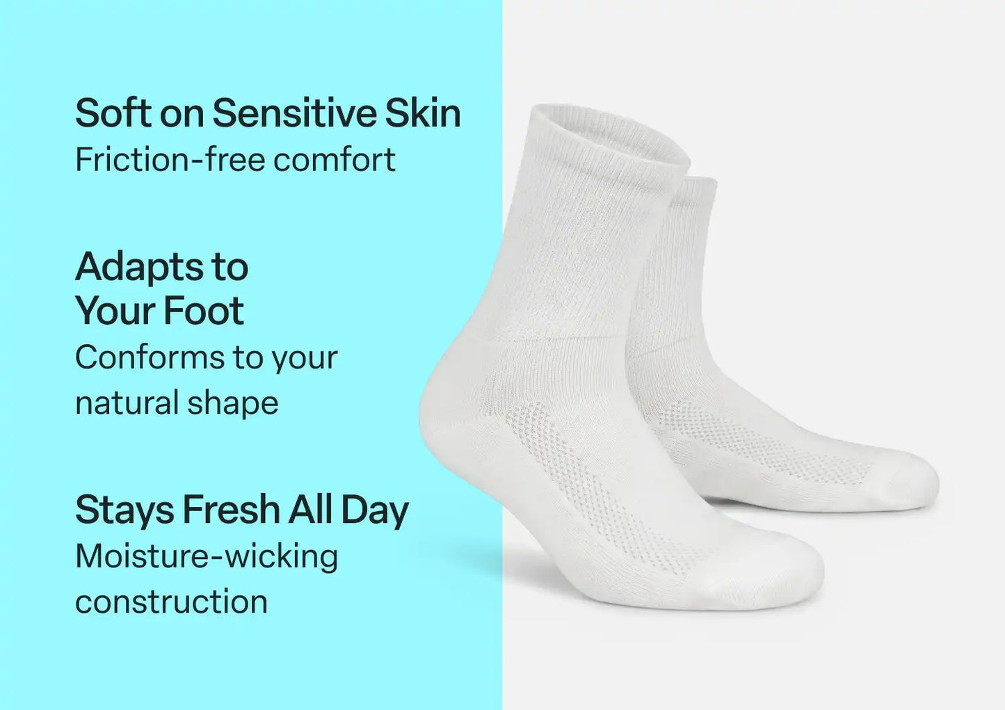 Padded Sole Diabetic Socks - White
