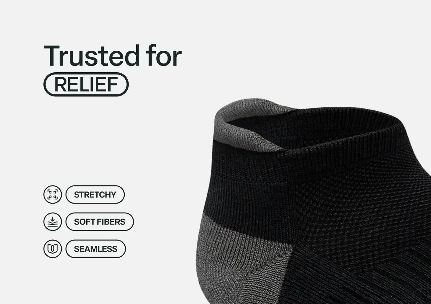 Bunion Relief, Padded Low Cut Socks - Black