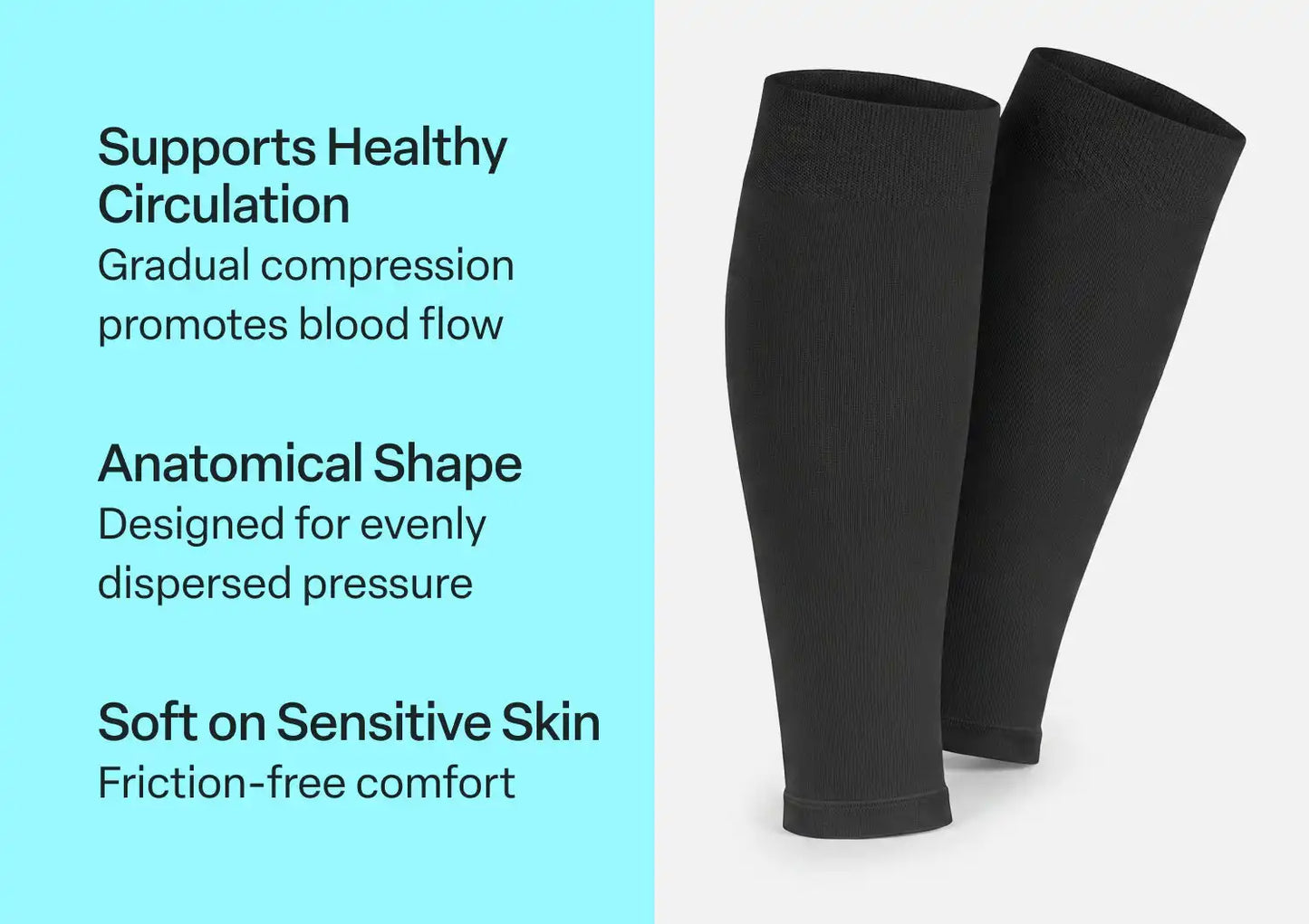Compression Calf Sleeves Wide 15-20 mmHg - Black