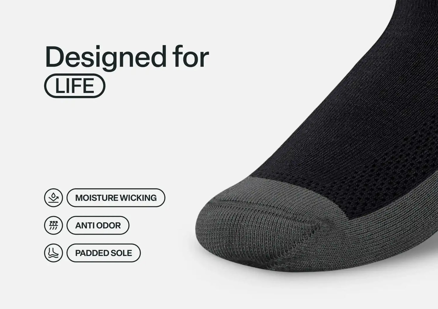 Padded Sole Socks - Charcoal