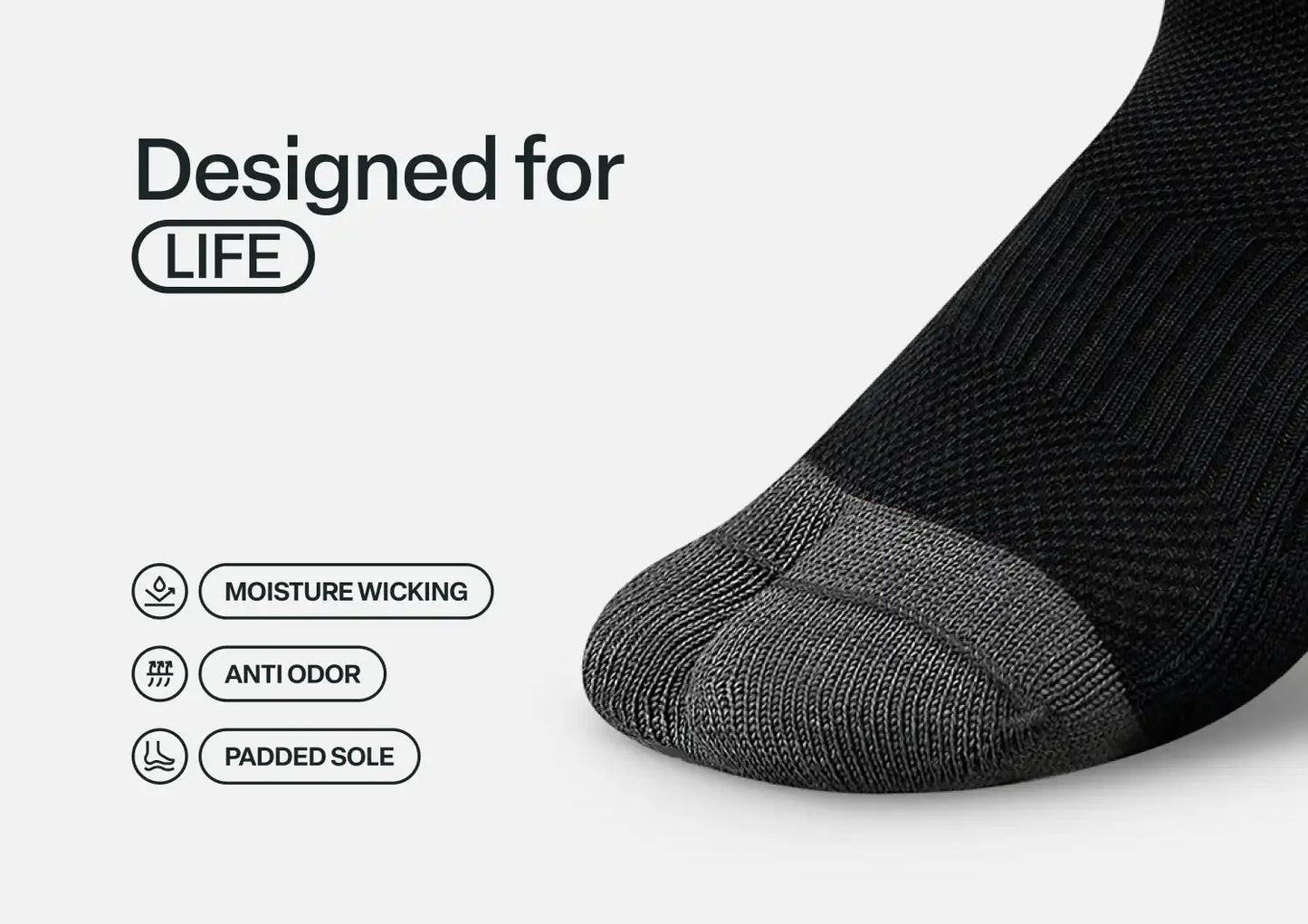 Bunion Relief, Padded Low Cut Socks - Black