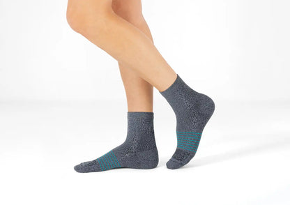 Compression Ankle Socks 20-30 mmHg - Gray/Teal Stripe